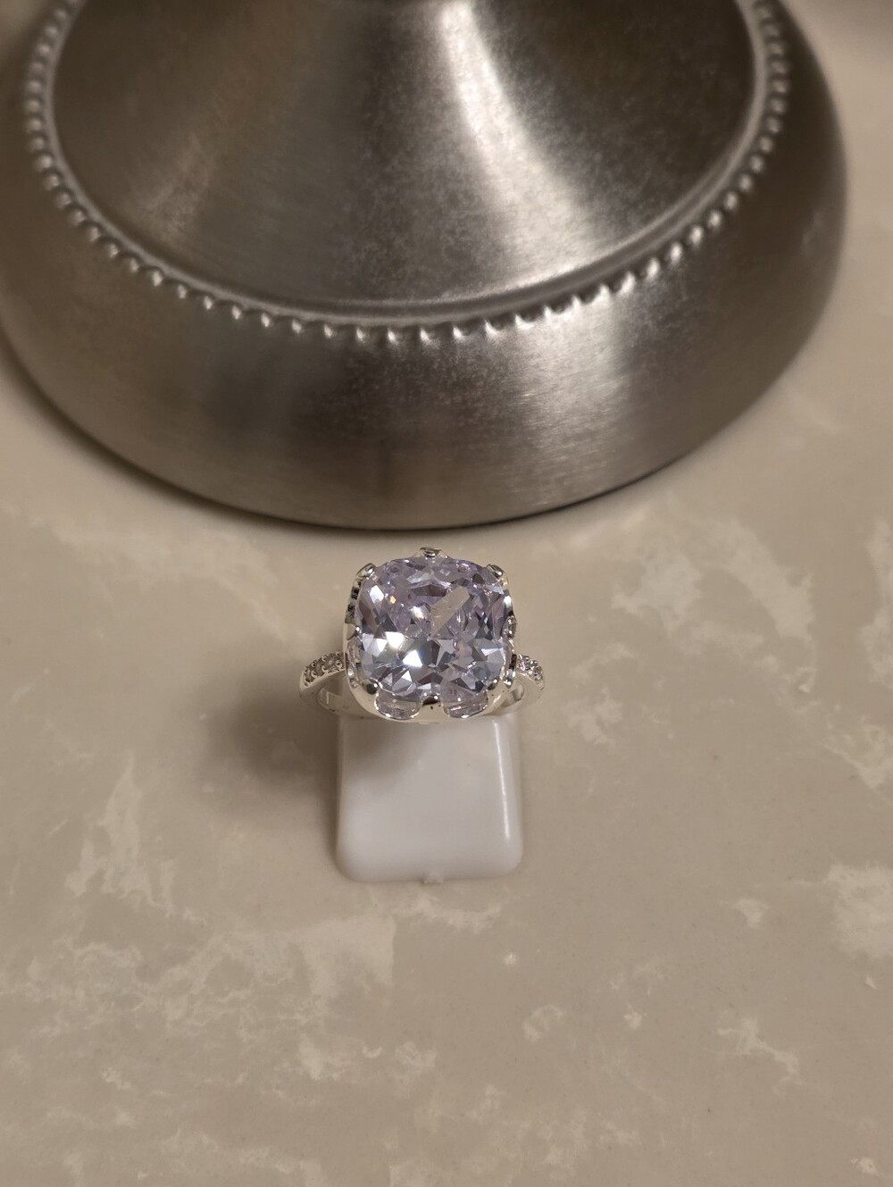Silver and CZ Statement Ring Size 7
